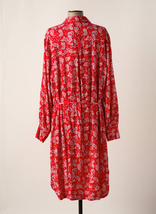 Robe mi-longue coupe fluide manches longues rouge YESTA femme