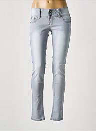 Jeans skinny stretch taille basse gris NINA CARTER femme