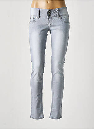 Jeans skinny stretch taille basse gris NINA CARTER femme