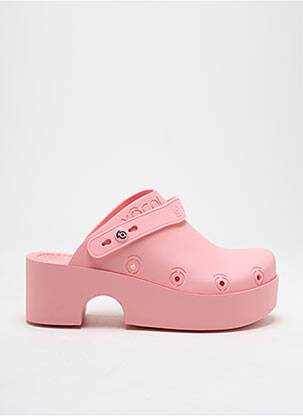 Mules/sabots tissage satiné talon de 4 à 6cm rose XOCOI femme