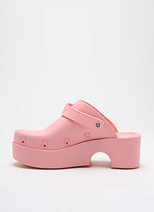 Mules/sabots tissage satiné talon de 4 à 6cm rose XOCOI femme