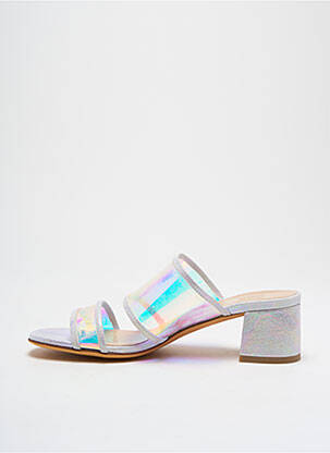 Mules/sabots tissage satiné talon de 4 à 6cm argent MARYAM NASSIR ZADEH femme