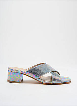 Mules/sabots tissage satiné talon de 4 à 6cm argent MARYAM NASSIR ZADEH femme