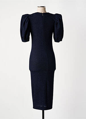 Robe mi-longue fermeture zippée au dos manches courtes bleu ROTATE femme