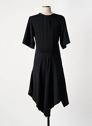 Robe mi-longue coupe fluide manches courtes noir KOCHÉ femme