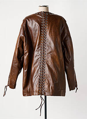 Veste simili cuir poches marron ROTATE femme