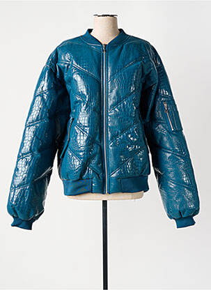 Blouson effet matière satinée bleu ROTATE femme