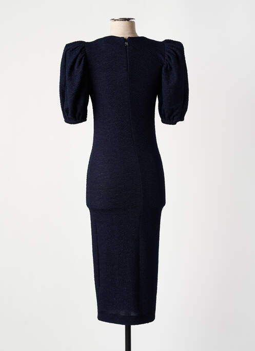 Robe mi-longue fermeture zippée au dos manches courtes bleu ROTATE femme