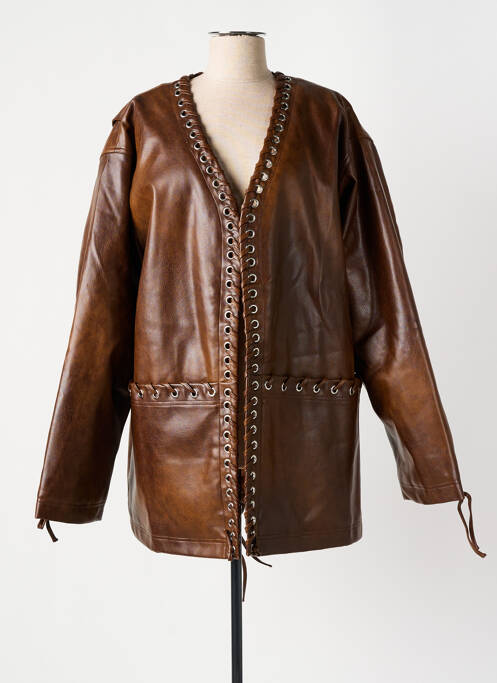 Veste simili cuir marron ROTATE pour femme