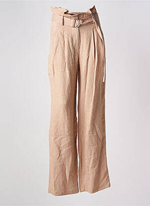 Pantalon large tissage crêpe taille haute beige ANINE BING femme