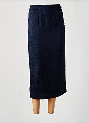 Jupe mi-longue coupe droite bleu ROTATE femme