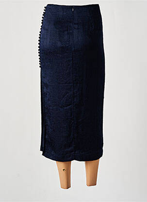 Jupe mi-longue coupe droite bleu ROTATE femme