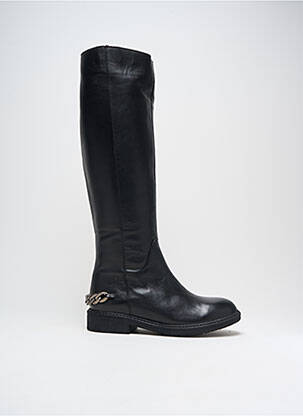Bottes tissage satiné talon plat jusqu'à 3cm noir ELUE PAR NOUS femme