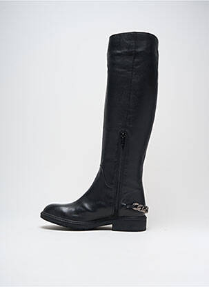 Bottes tissage satiné talon plat jusqu'à 3cm noir ELUE PAR NOUS femme