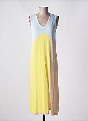 Robe pull coupe droite sans manche jaune SCORZZO femme