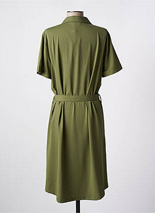 Robe mi-longue coupe fluide manches courtes vert HBT femme