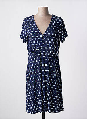 Robe mi-longue imprimé fantaisie manches courtes bleu SURKANA femme