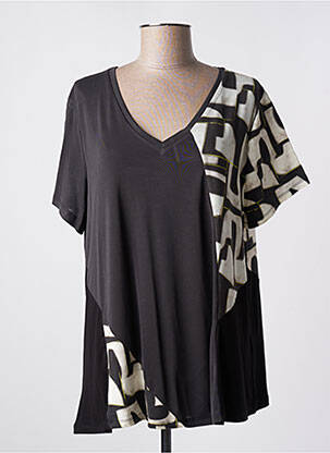 Top tissage jersey manches courtes noir OZAI N KU femme