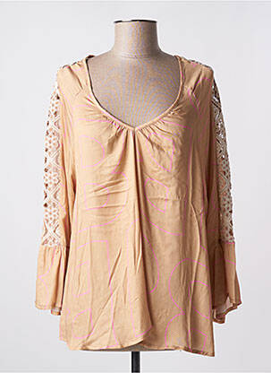Blouse tissage popeline manches longues beige LES BLONDINETTES femme