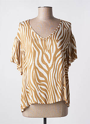 Blouse tissage popeline manches courtes beige LES BLONDINETTES femme