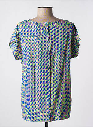 Blouse tissage popeline manches courtes vert TRANQUILLO femme