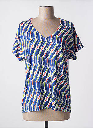 Top stretch manches courtes bleu SCORZZO femme
