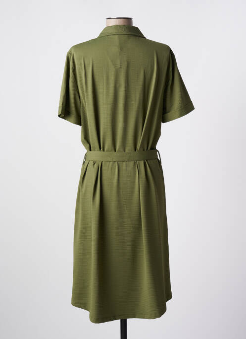Robe mi-longue coupe fluide manches courtes vert HBT femme