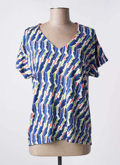 Top stretch manches courtes bleu SCORZZO femme