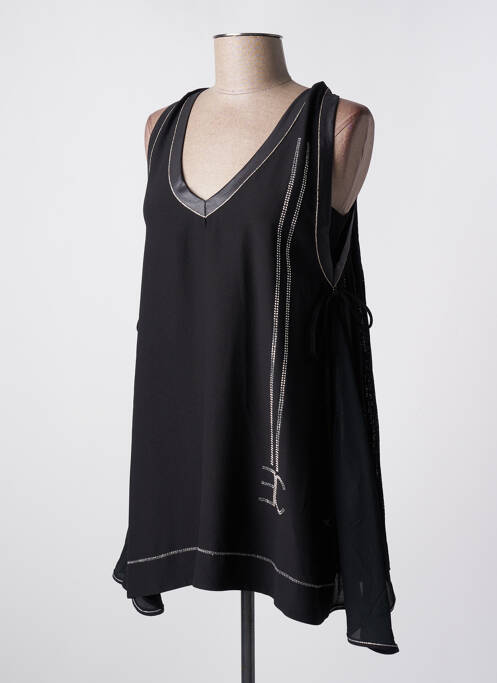 Tunique sans manche tissage crêpe noir ELISA CAVALETTI femme