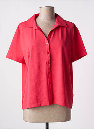Chemisier coupe cintrée manches courtes rouge HBT femme