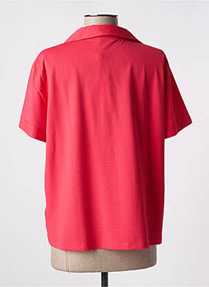 Chemisier coupe cintrée manches courtes rouge HBT femme