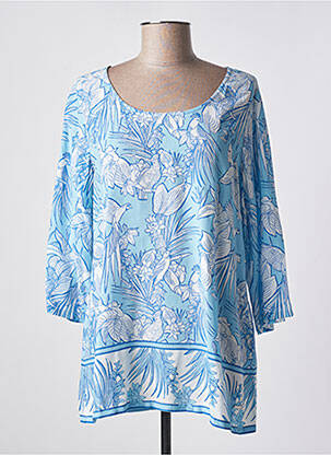 Tunique manches longues tissage crêpe bleu AGATHE & LOUISE femme