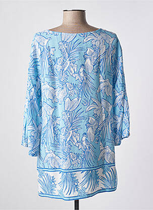Tunique manches longues tissage crêpe bleu AGATHE & LOUISE femme