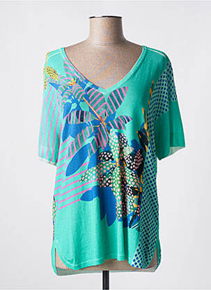 Pull col v manches courtes vert JEI'S BY LETIZIA DENARO femme
