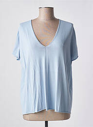 Pull stretch manches courtes bleu CARTA LIBERA femme