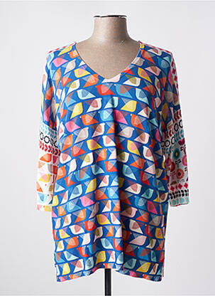 Pull coupe droite manches 3/4 bleu JEI'S BY LETIZIA DENARO femme