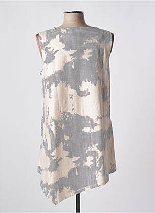Tunique sans manche tissage jersey beige LUUKAA femme