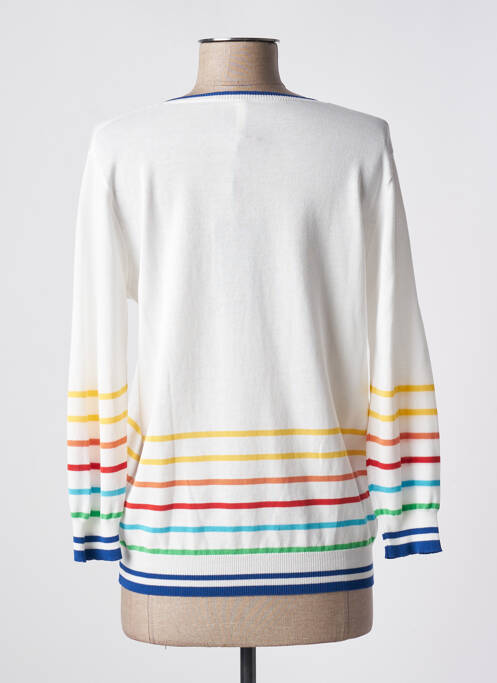 Pull col v manches courtes blanc JEI'S BY LETIZIA DENARO femme