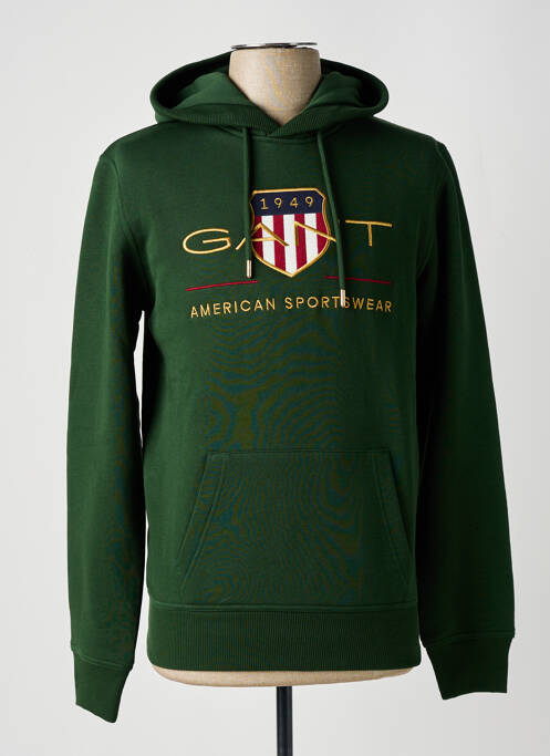 Sweat-shirt à capuche vert GANT pour homme