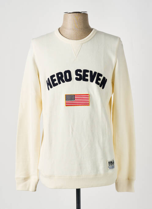 Sweat-shirt tissage jersey manches longues beige HERO SEVEN homme