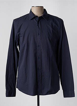 Chemise manches longues poignets boutonnés bleu HERO SEVEN homme
