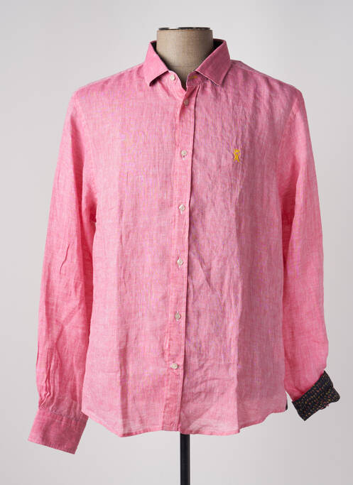 Chemise manches longues rose VICOMTEA pour homme