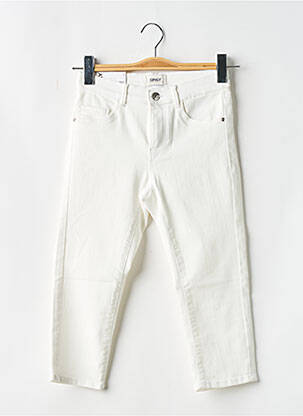 Corsaire tissage denim taille basse blanc ONLY femme