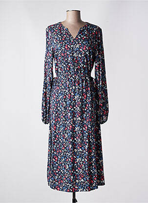 Robe mi-longue imprimé fleurs manches longues bleu CECIL femme