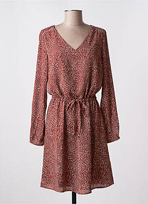 Robe mi-longue imprimé fantaisie manches longues marron ONLY femme