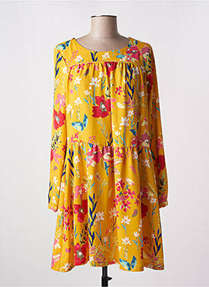 Robe courte coupe évasée manches longues jaune ONLY femme