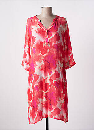 Robe mi-longue imprimé fantaisie manches longues rose AGATHE & LOUISE femme