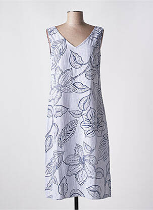 Robe mi-longue imprimé fleurs sans manche bleu AGATHE & LOUISE femme