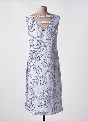 Robe mi-longue imprimé fleurs sans manche bleu AGATHE & LOUISE femme