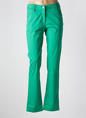 Pantalon droit fermeture zippée sous rabat boutonné vert AGATHE & LOUISE femme